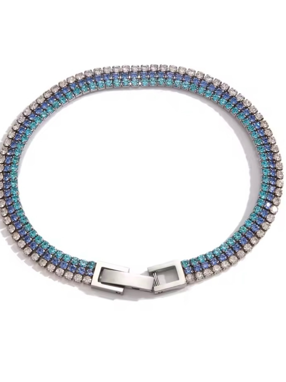 Classy Lab Blue & Aqua White Tennis Bracelet 18k Gold Plated Platinum Coated
